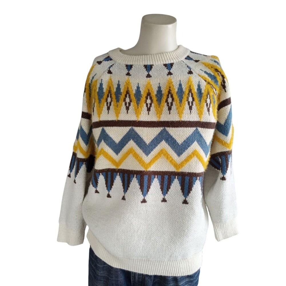 Moon River Fair Isle Women's Crew Neck Knite Sweater Sz S